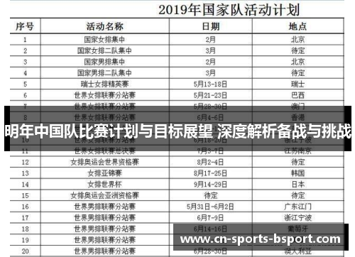 明年中国队比赛计划与目标展望 深度解析备战与挑战